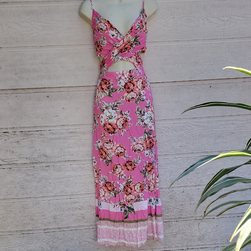 Maaji Womens Lisse Pink Floral Print Maxi Dress Size S - Picture 4 of 8